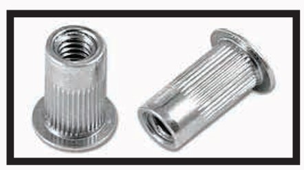 Insert Nuts Round Body Flat Head – Well Nuts for Sealing and Vibration Resistance in Panels – Rubber Body with Brass Nut, M4-M10 Threads, Countersunk Head for Automotive, Marine and Appliance Applications